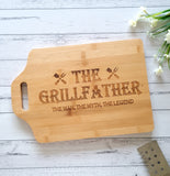 The Grillfather chopping board. Father's Day chopping board with handledesign