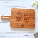 Best Dad personalised chopping board. Paddle baord with BBQ design for Father's Day
