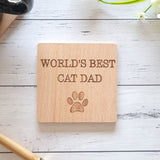 World's Best Cat Dad coaster with pawprint