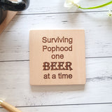 Surviving Pophood one beer at a time engraved coaster gift for Pop