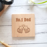 No1 Dad with Beers engraved coaster Perfect Father's Day Gift