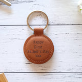 Happy First Father's Day Brown keyring leatherette