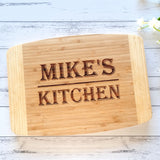 Mike's Kitchen sample Personalised chopping board two tone bamboo board for him