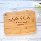 Wedding gift chopping board with 2 names for the couple.