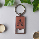 Personalised bottle opener keychain with name and big letter