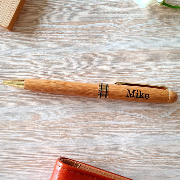 Personalised Bamboo Pen with gold 