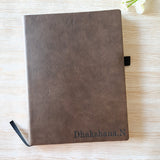 Personalised Brown Leatherette notebook using century font