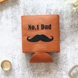 No 1 Dad moustache bottle holder leatherette stubby holder