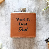 World's Best Dad Hip Flask Father's Day Leatherette 