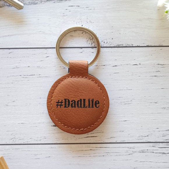 Brown leatherette keyring #Dadlife