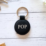 Pop keyring black and silver leather