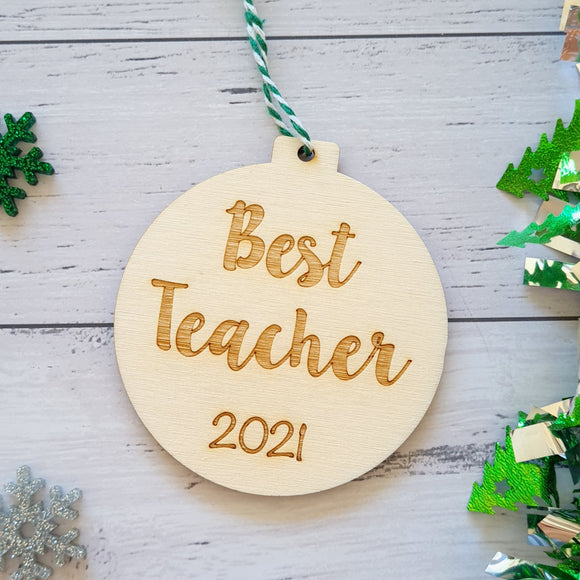 Best Teacher appreciation gift personalised tree ornament 