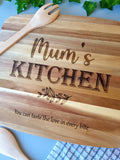 "Mum's Kitchen leaf design" Chopping Board